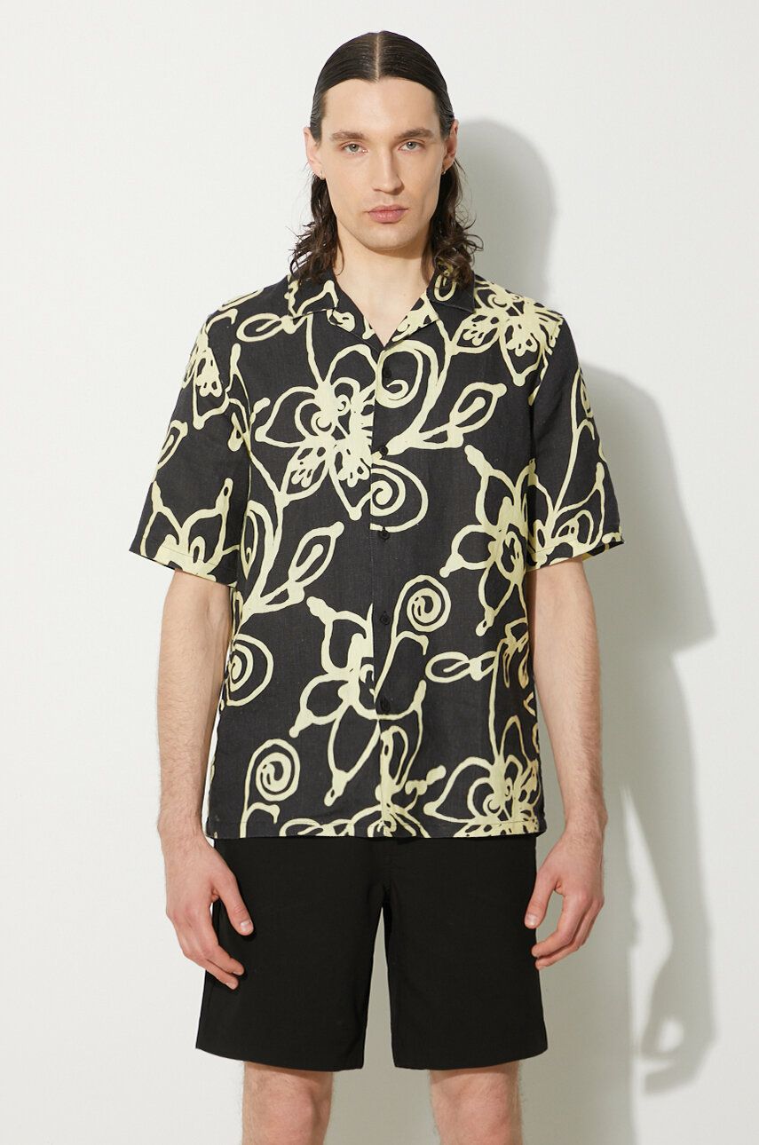 Skjorta Samsoe Samsoe Samsoe Samsoe Regular Fit Floral Print Linen Shirt Svart | M23200085, 0