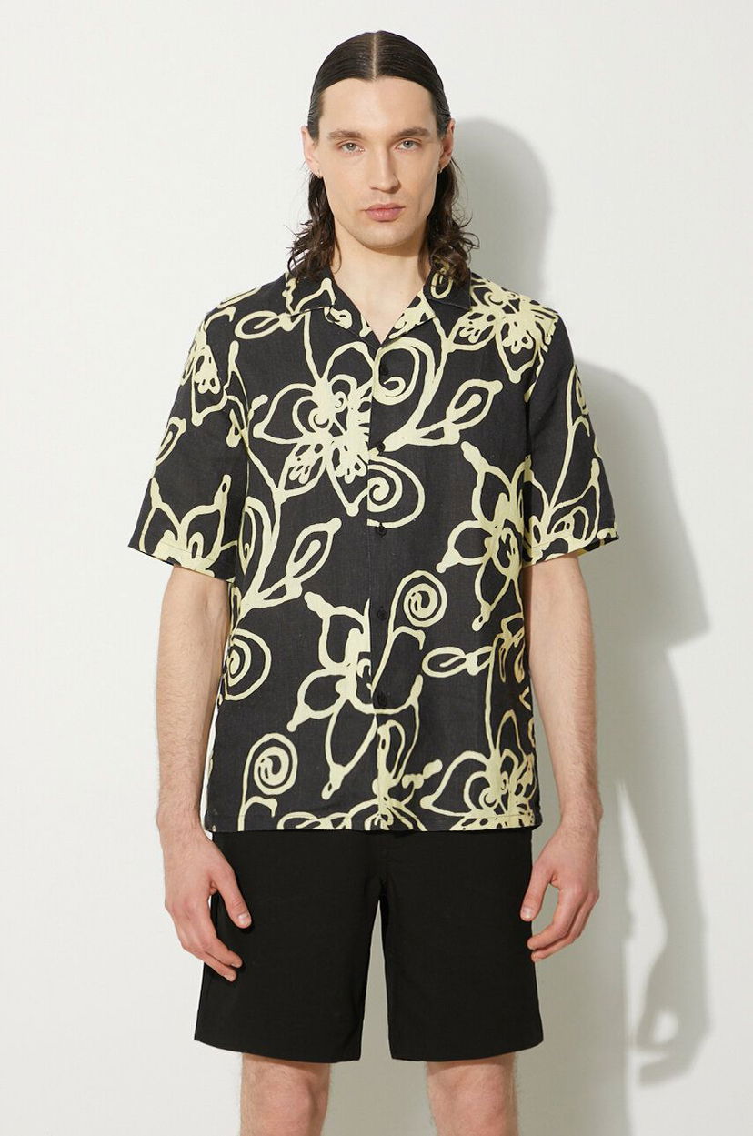 Skjorta Samsoe Samsoe Samsoe Samsoe Regular Fit Floral Print Linen Shirt Svart | M23200085