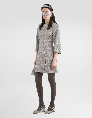 Klä Dolce & Gabbana Dolce & Gabbana Floral Lamé Jacquard Dress 40 Metallisk | F6TZIZFJZALS0998, 1