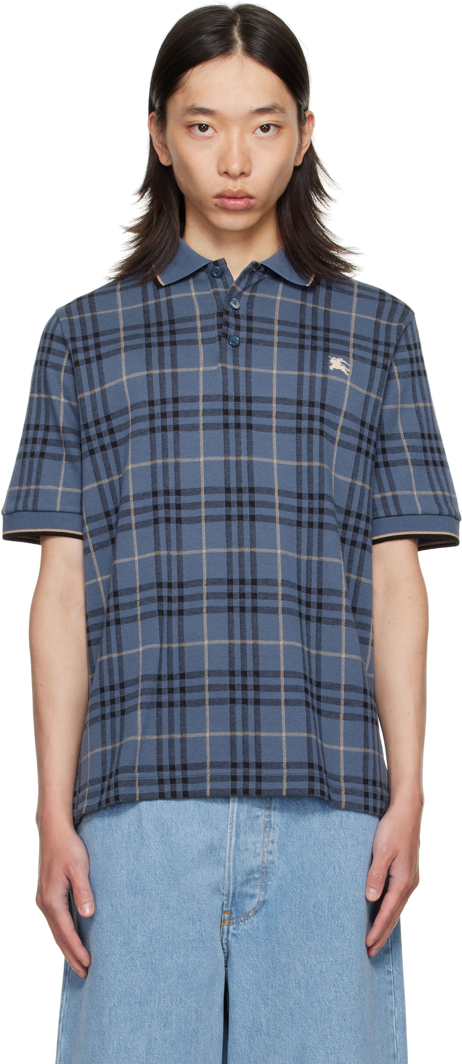 Polotröja Burberry Burberry Check Cotton Polo Blå | 8110104, 0