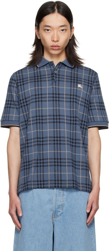 Polotröja Burberry Burberry Check Cotton Polo Blå | 8110104, 0