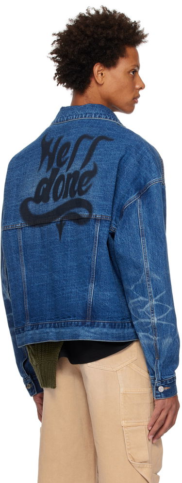 Jacka We11done We11done Printed Denim Jacket Blå | WD-DJ3-22-376-U-BL, 2