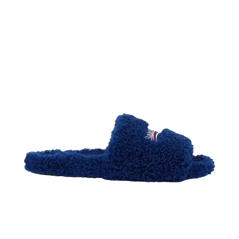 Sneakers och skor Balenciaga Furry Slide Blue Mörkblå | 654747W2DO14096