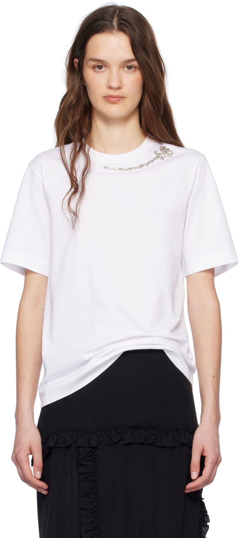 T-shirt Simone Rocha Simone Rocha Embellished Flower T-Shirt Vit | 5342B 0553