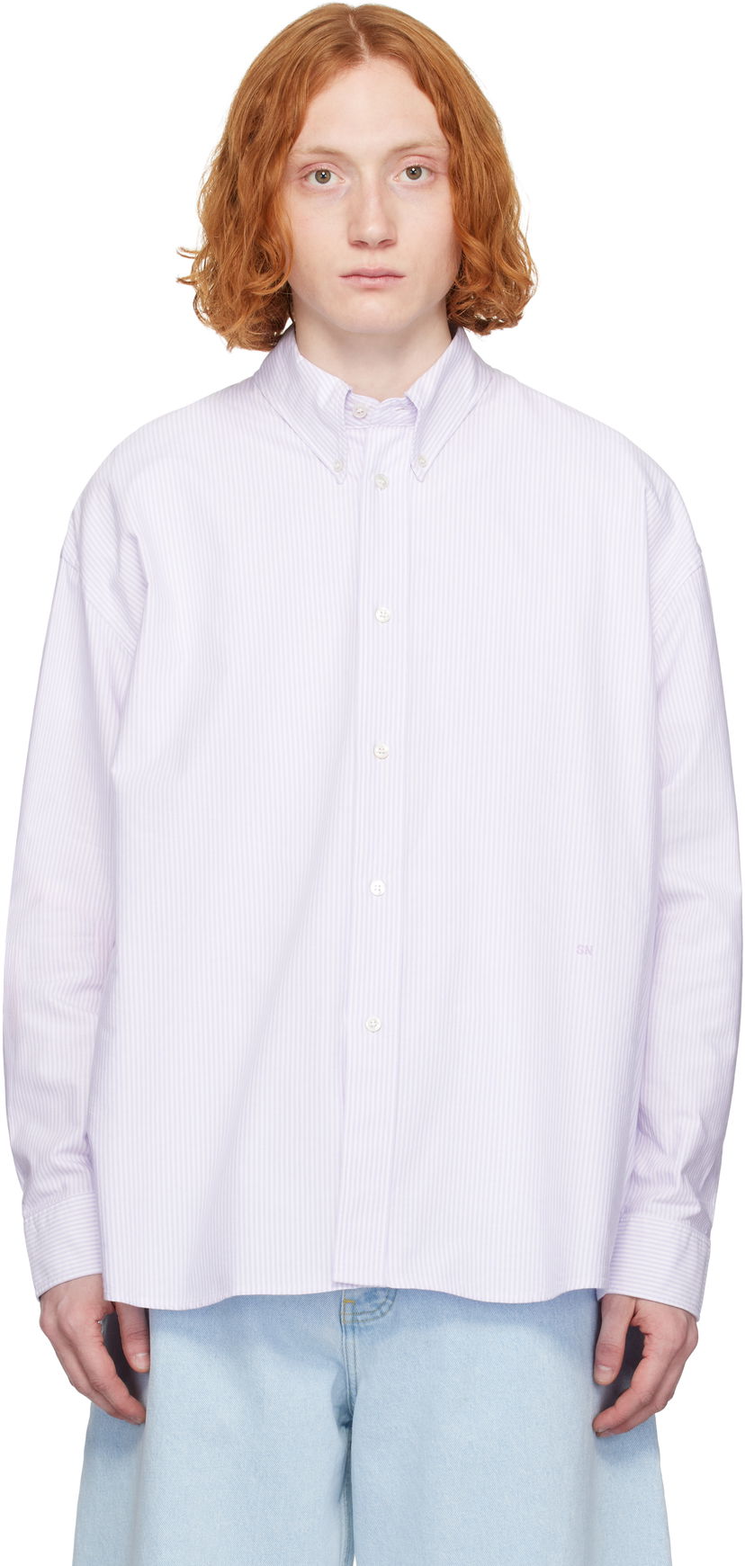 Skjorta Studio Nicholson Studio Nicholson Ruskin Striped Shirt Purpur | RUSKIN SNM - 1152