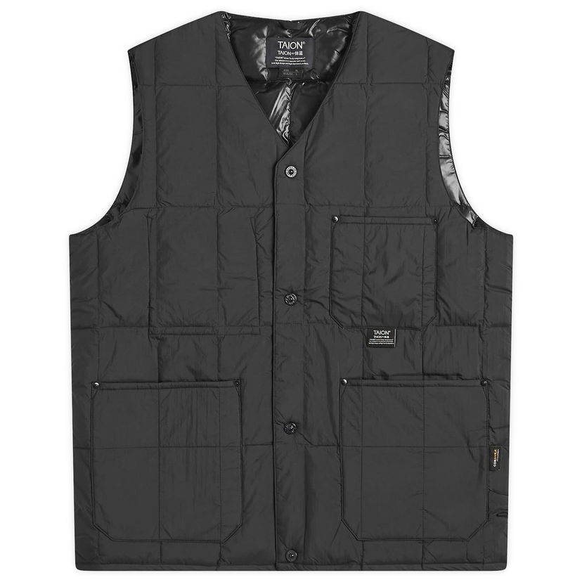Väst TAION Work V-Neck Button Down Vest, Size Small Svart | TAION-001BWK-BLK