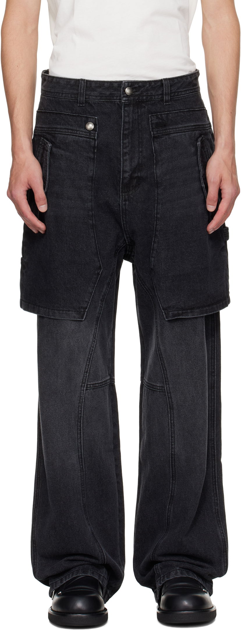 Jeans Andersson Bell Raptor Layered Wide-Leg Jeans Svart | apa838u