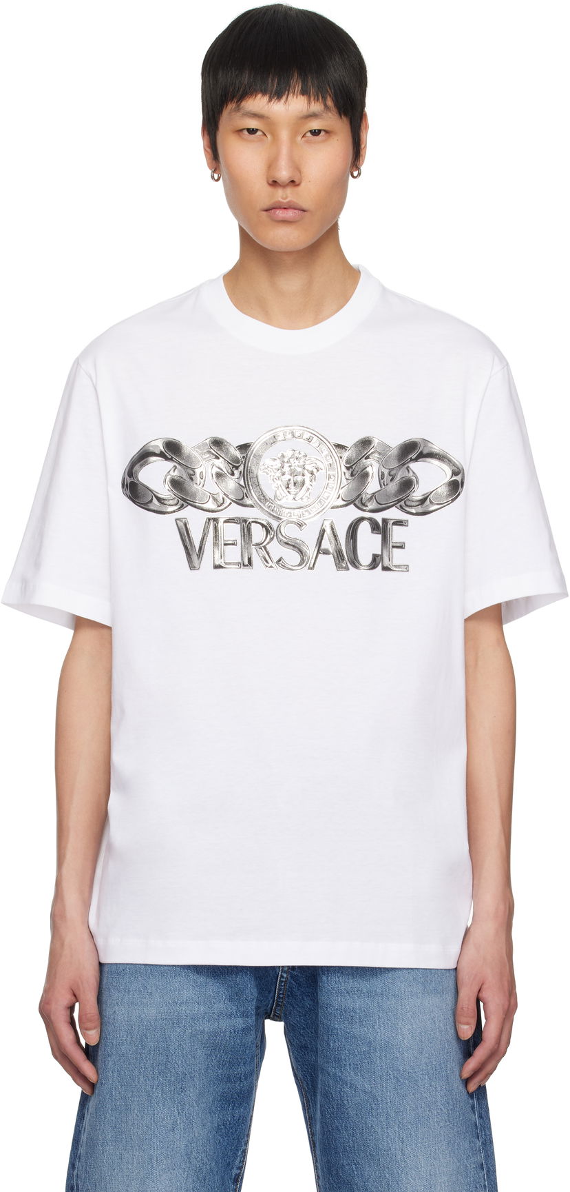 T-shirt Versace Versace Medusa On Chain T-Shirt Vit | 1013302_1A13405