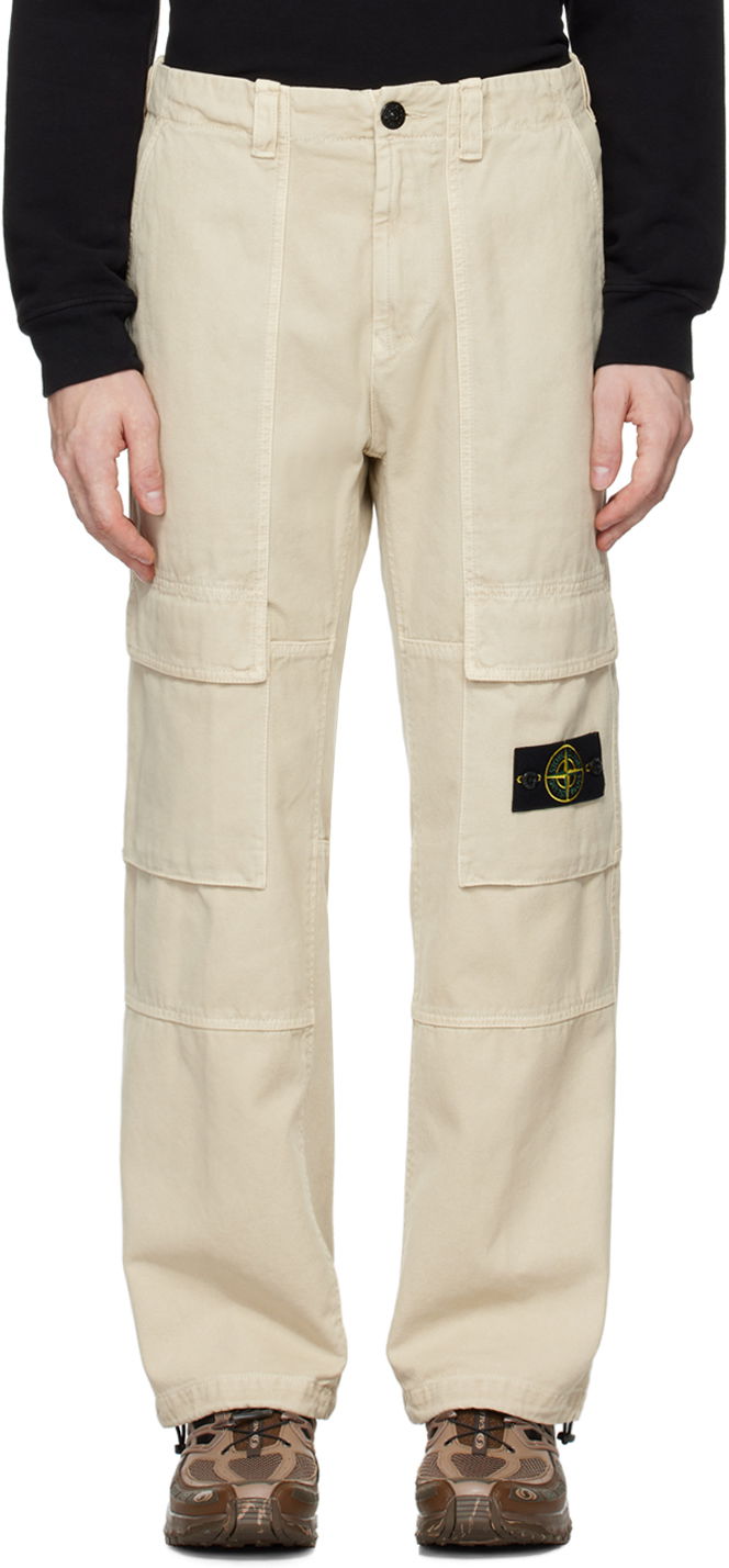 Cargo byxor Stone Island Beige Relaxed-Fit Cargo Pants Beige | 811530601