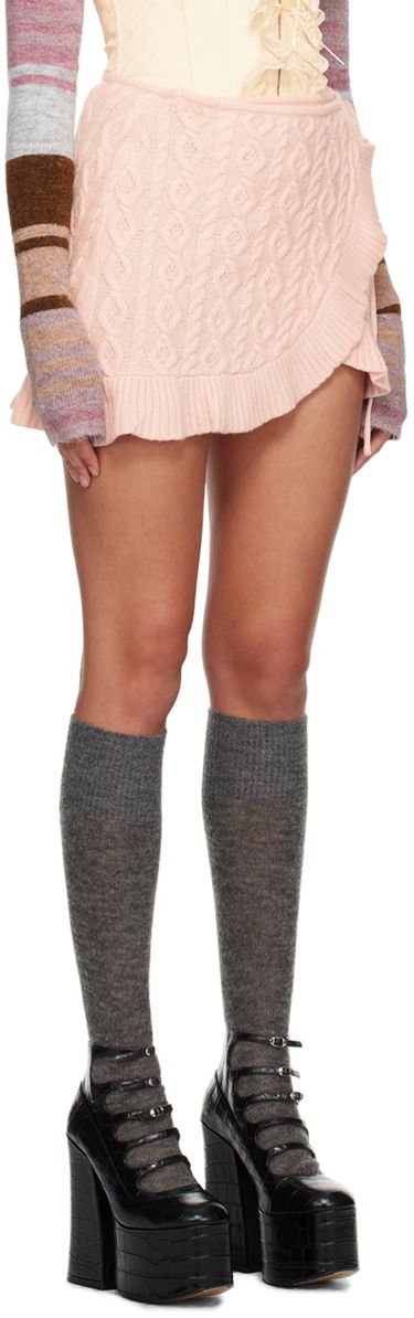 Kjol GUIZIO Guizio Gemma Knit Wrap Miniskirt Rosa | F23614S004, 1