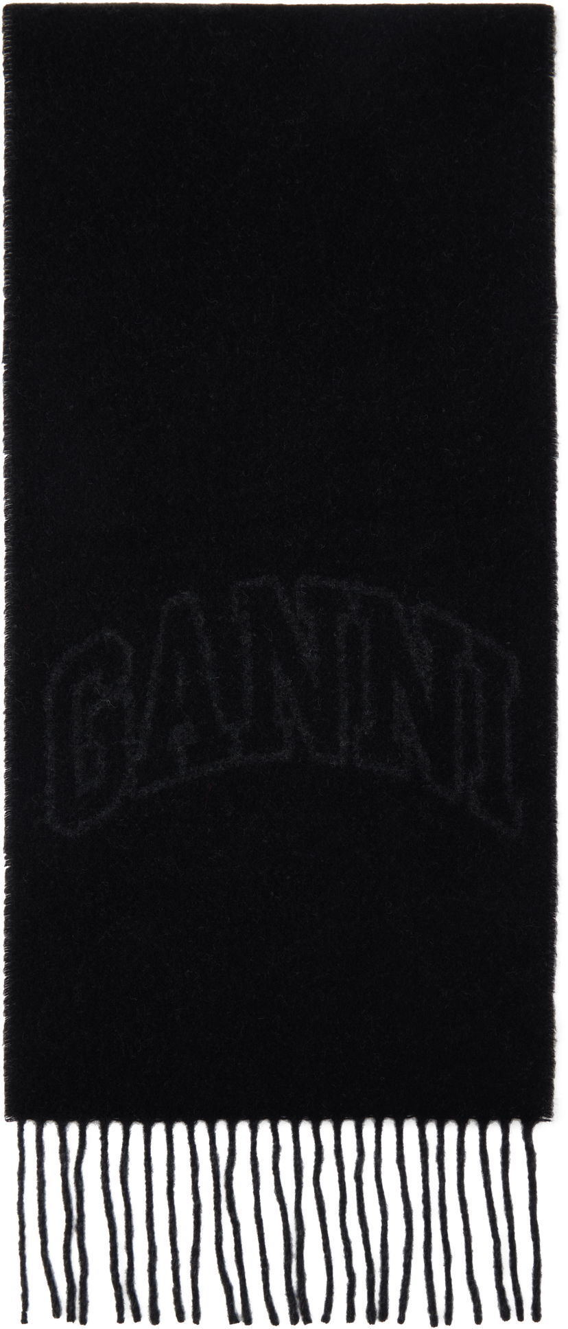 Halsduk GANNI Ganni Fringed Wool Scarf Svart | A6423