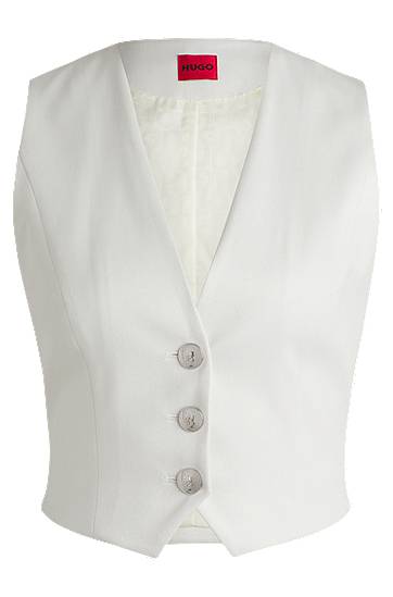 Väst BOSS Shimmer Waistcoat Vit | 50537760