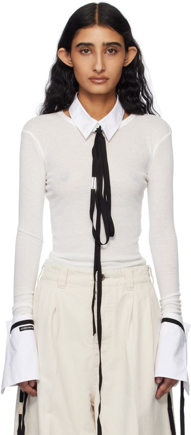 Skjorta Ann Demeulemeester Ann Demeulemeester Fiene Long Sleeve T-Shirt Vit | 2510-W-JTS12-FA570-002, 0