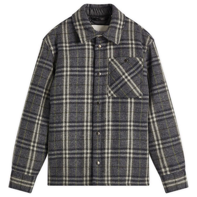 Skjorta Burberry Burberry Wadded Check Overshirt, Size Large Grå | 8102224-A5924