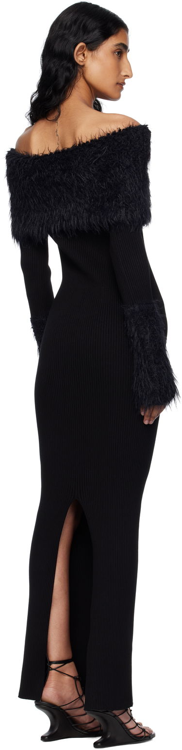 Klä Jean Paul Gaultier Jean Paul Gaultier Ribbed Off-The-Shoulder Maxi Dress Svart | 25/03-W-DR037-K005-00, 2