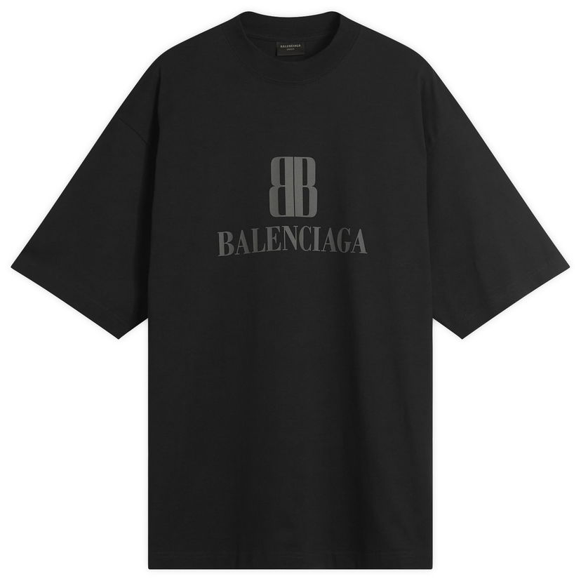 T-shirt Balenciaga Nano BB Logo Dry Jersey Medium Fit T-Shirt, Size Large Svart | 764235-TSVO2-1083
