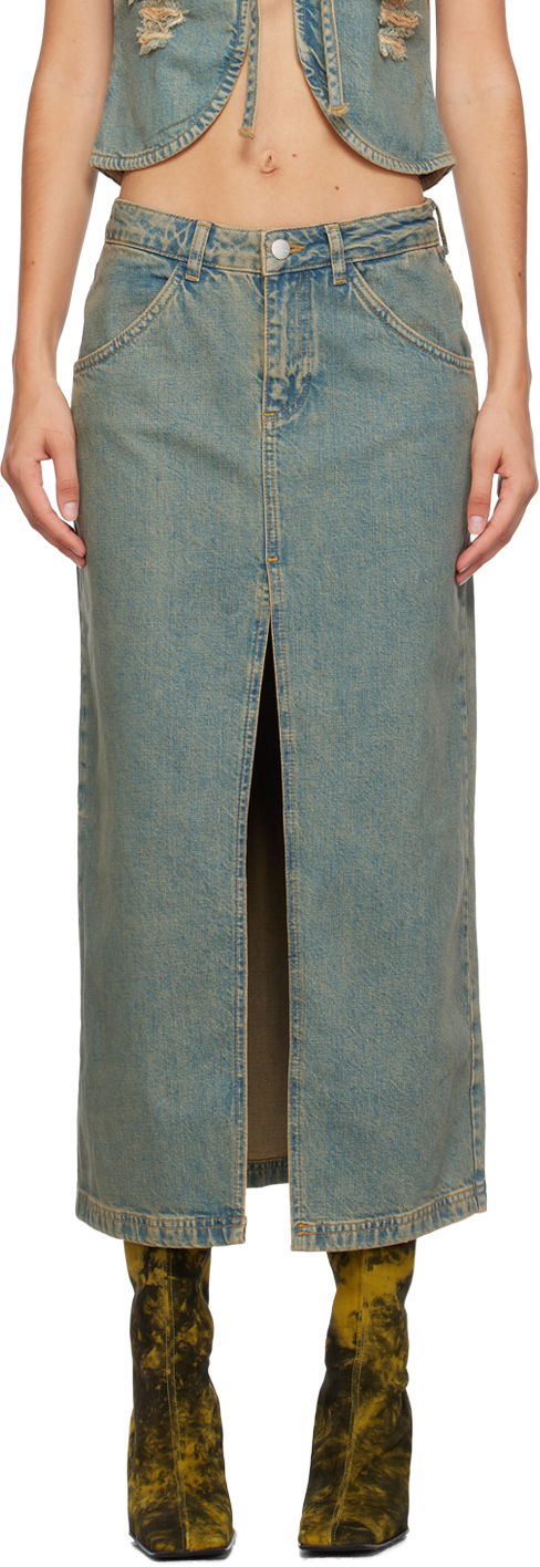Kjol Miaou Miaou Rowan Denim Maxi Skirt Blå | 4034SD4GAD
