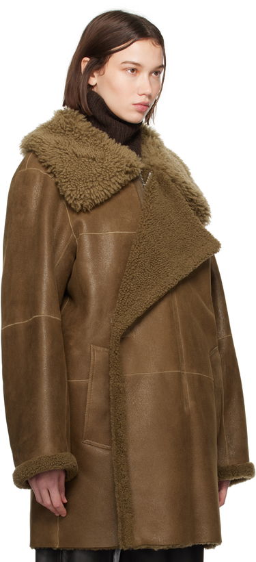 Rockar LEMAIRE Lemaire Asymmetrical Shearling Coat Brun | CO1079 LL0037, 1