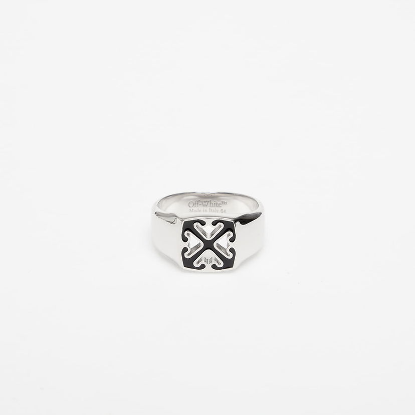 Ringa Off-White Enamel Arrow Ring Silver/ Black Metallisk | OMOC078C99MET0017210