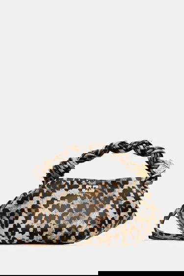 Handväska GANNI Leather Bou Bag Mini Leopard Print with Braided Handle Flerfärgad | A6948, 0