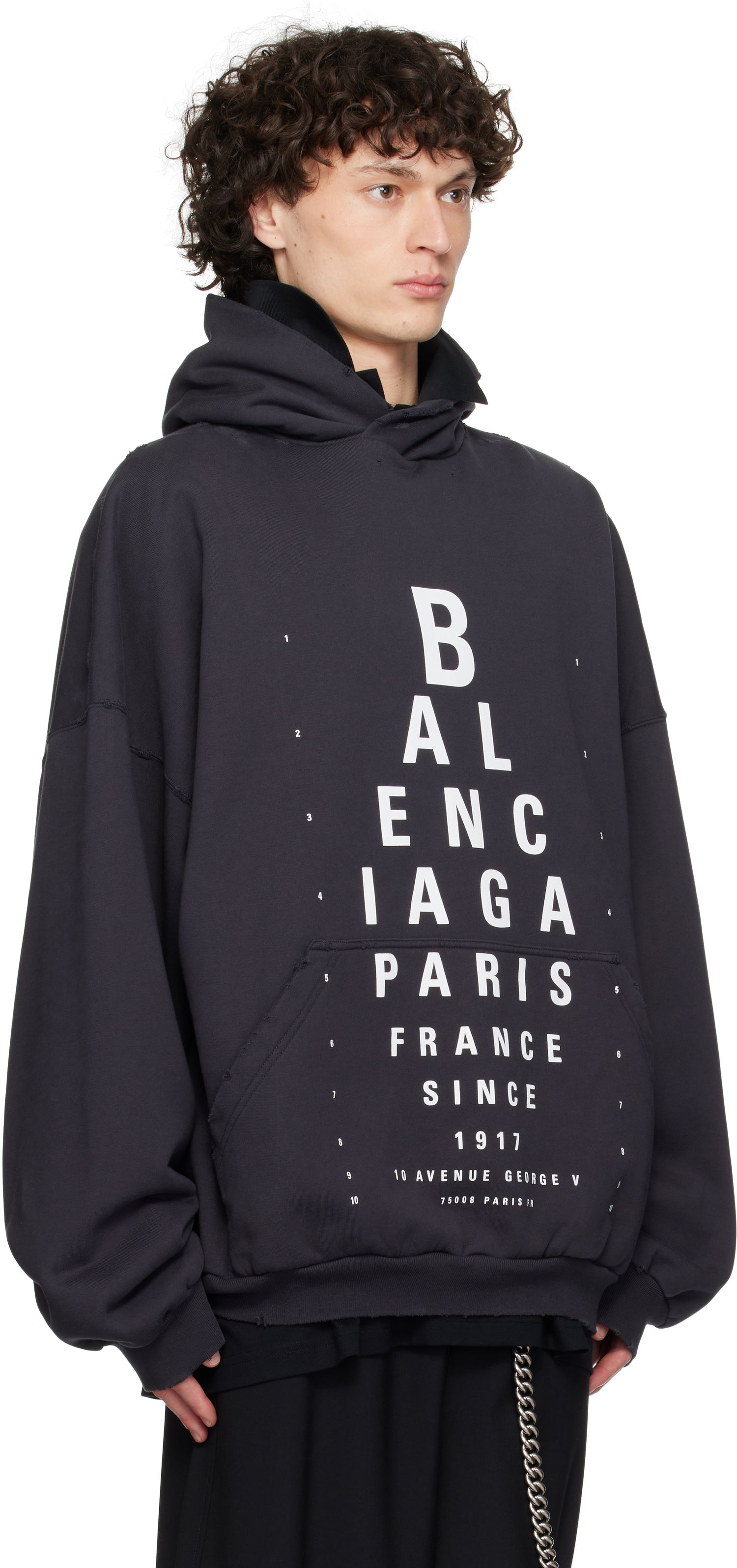 Sweatshirt Balenciaga Optical Large Fit Hoodie Svart | 803265TRVU7, 1
