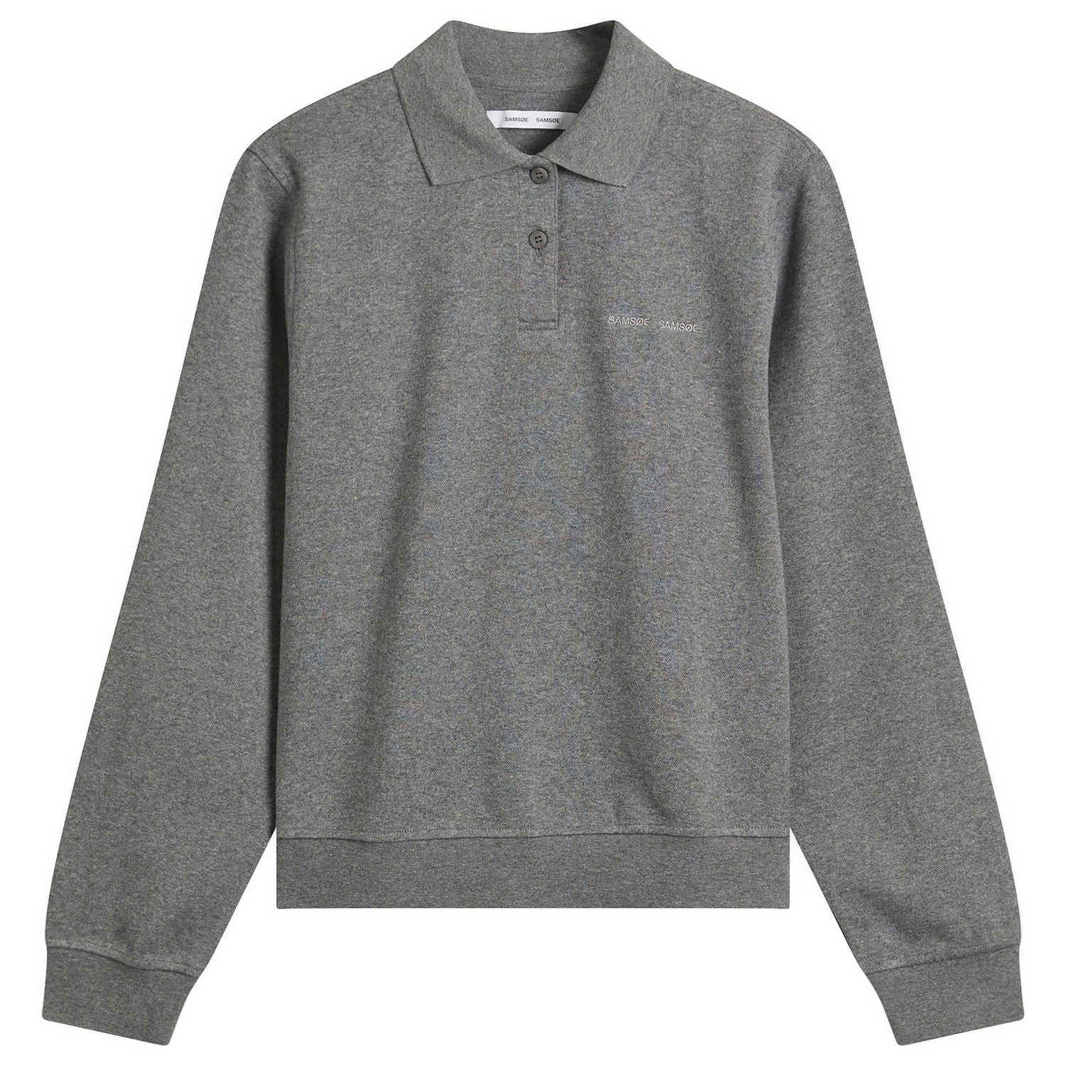 Polotröja Samsoe Samsoe Sadory Long Sleeve Polo Top Grå | F25400107-CLR001804, 0