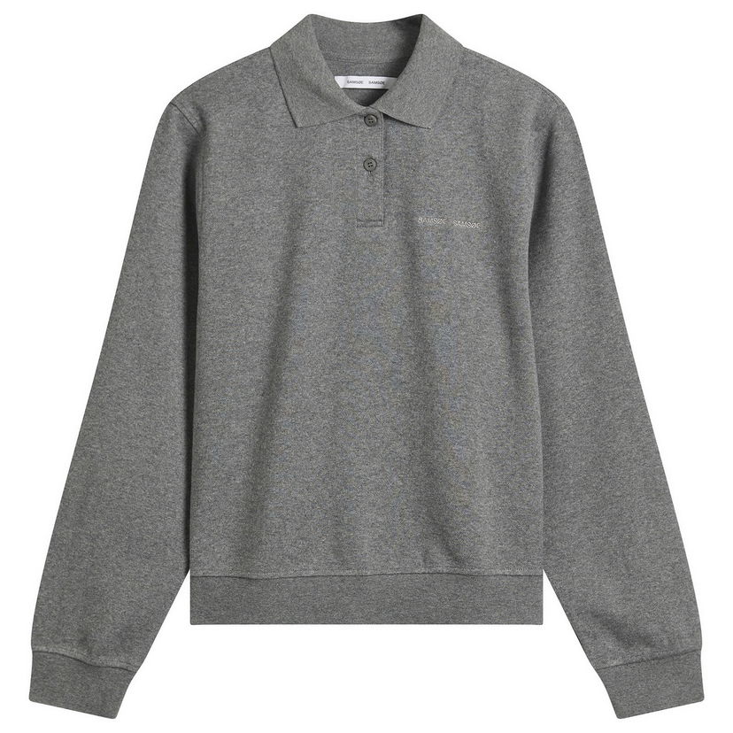 Polotröja Samsoe Samsoe Sadory Long Sleeve Polo Top Grå | F25400107-CLR001804