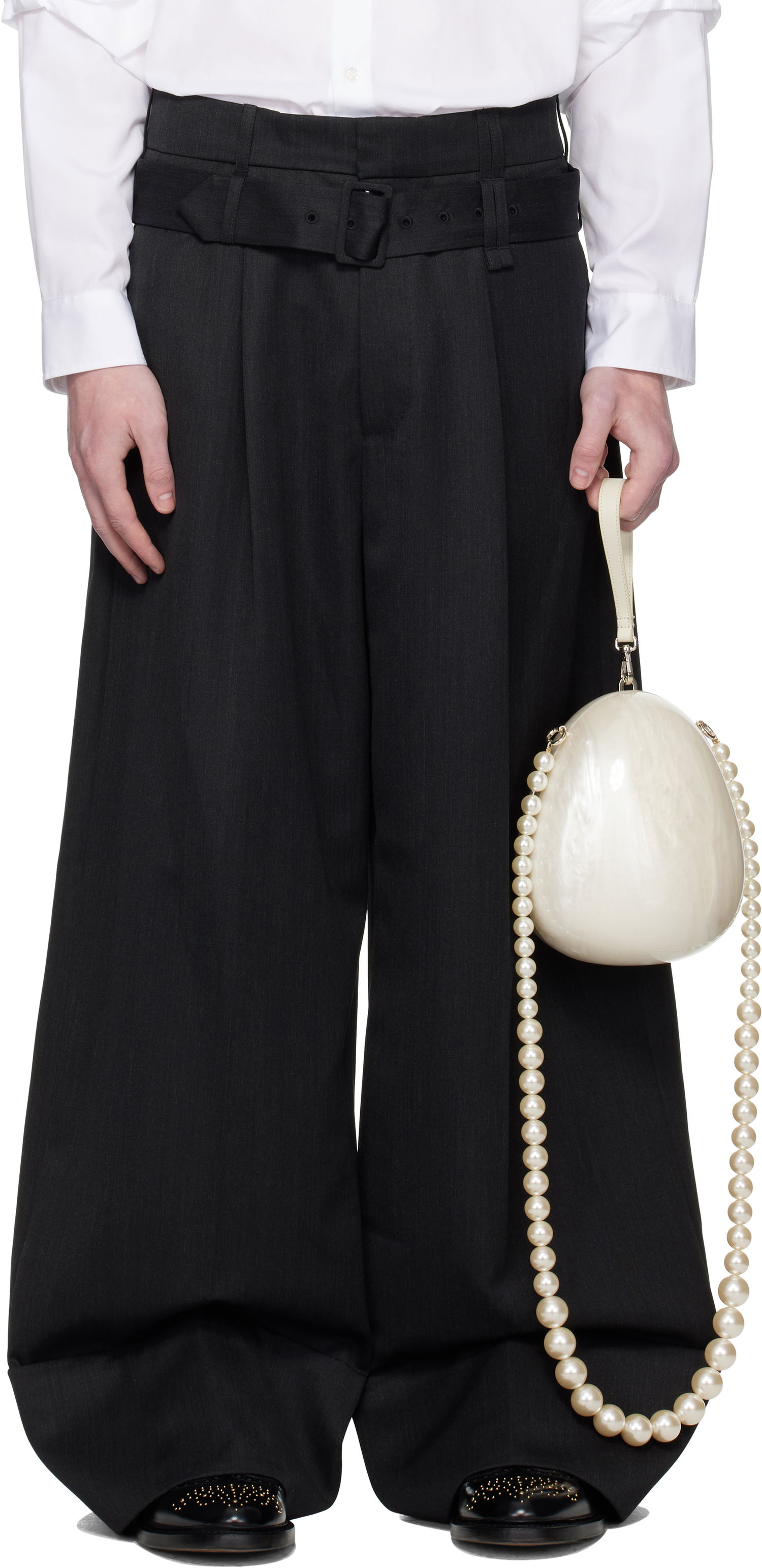 Byxor Simone Rocha Simone Rocha Wide Leg Multi Belt Loop Trousers Svart | 4159 1217, 0