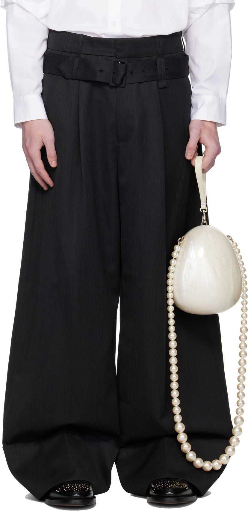 Byxor Simone Rocha Simone Rocha Wide Leg Multi Belt Loop Trousers Svart | 4159 1217