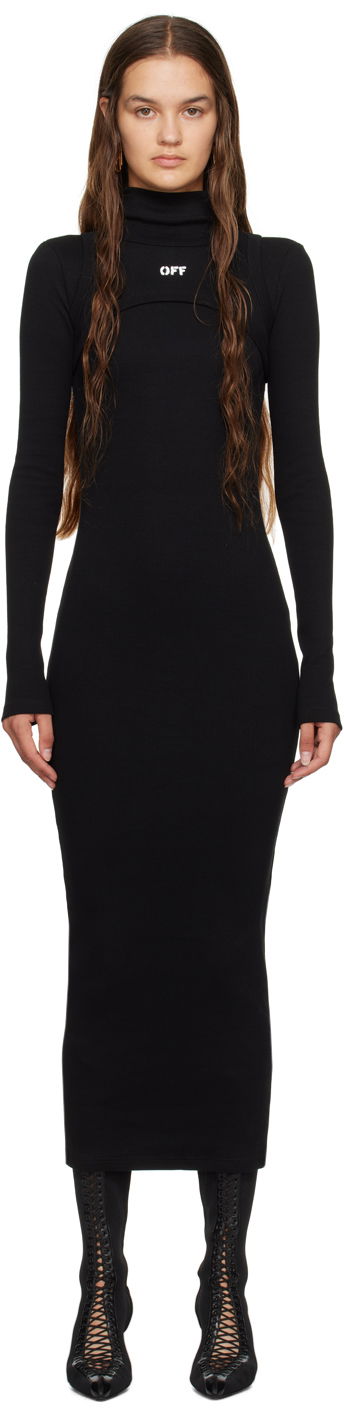 Klä Off-White Black Off Stamp Maxi Dress Svart | OWDB495F23JER0011001