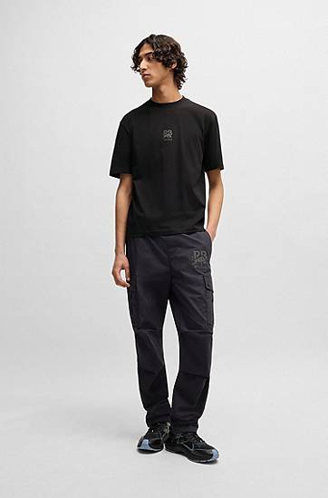 T-shirt BOSS HUGO x RB Cotton-Jersey T-Shirt with Stealth Logo Svart | 50542766, 1