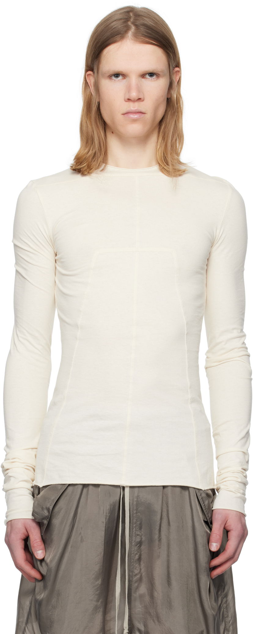 T-shirt Rick Owens Rick Owens Hollywood Classic Long Sleeve T-Shirt Vit | RU01E5271 JNC