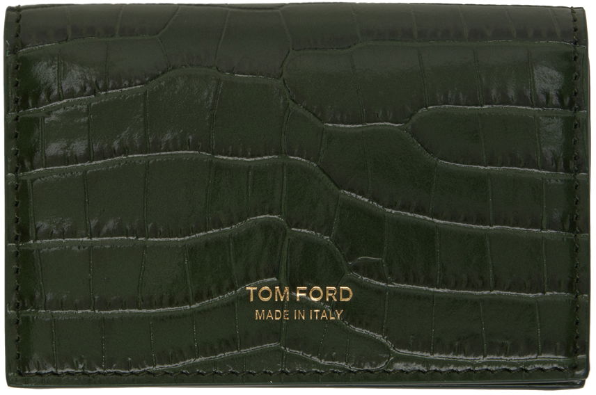 Plånbok Tom Ford Printed Croc Card Holder Grön | Y0277-LCL403G, 0
