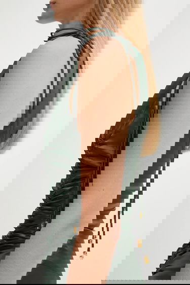 Klä GANNI GANNI Stretch Satin Gathered Maxi Dress Grön | W0739, 3