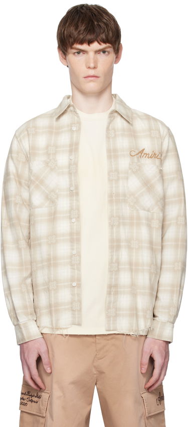 Skjorta AMIRI Amiri Bleach Bandana Patch Flannel Shirt Beige | AMSTFL1015, 0