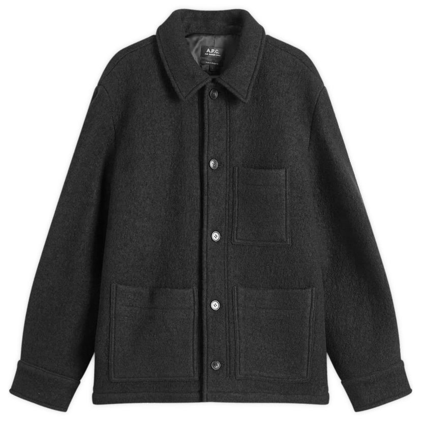 Jacka A.P.C. Men's Emile Felted Wool Chore Jacket, Size Small Svart | WVBEH-H32029-LZZ