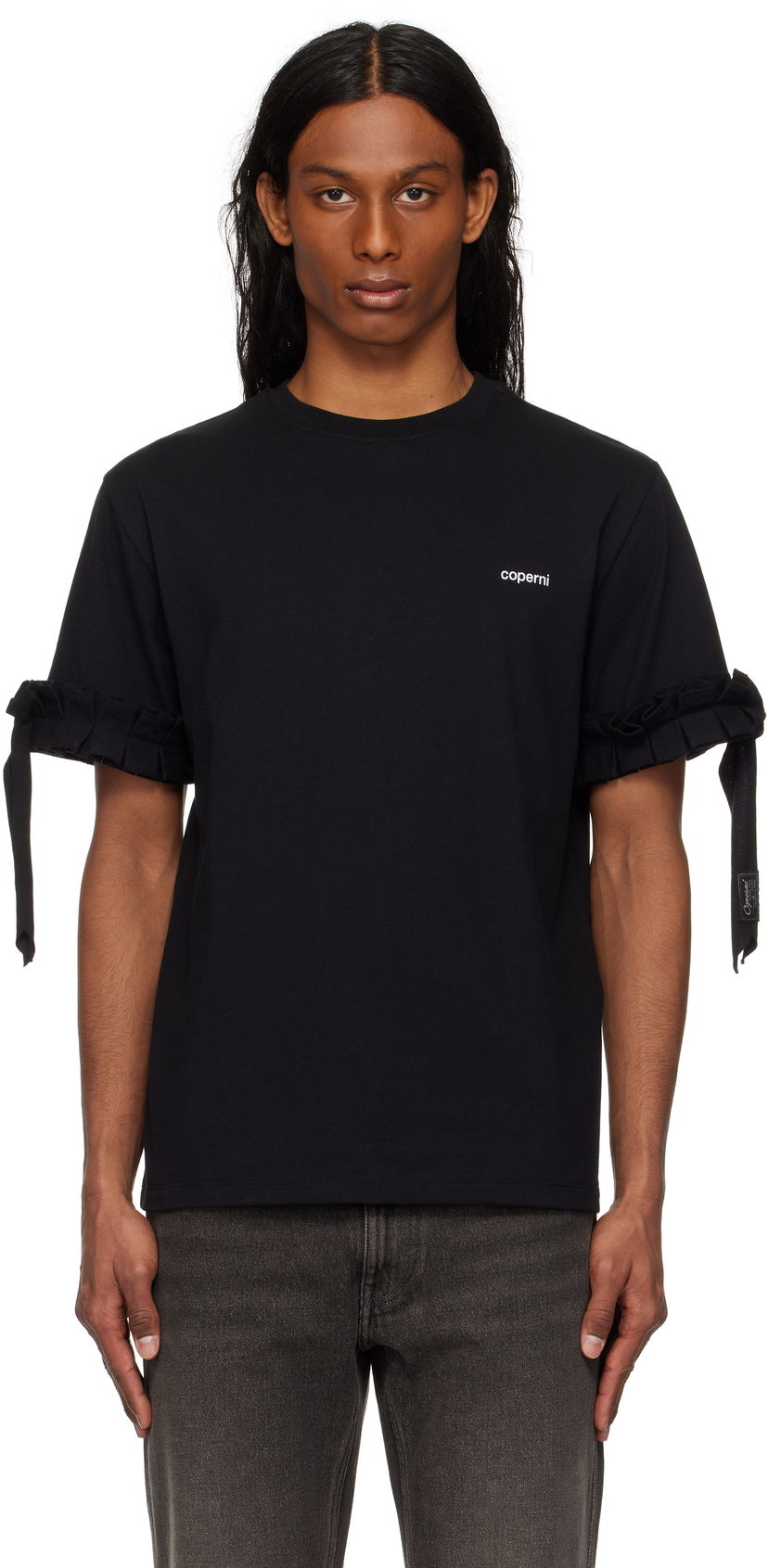 T-shirt Coperni Coperni Ruffle Logo Boxy T-Shirt Svart | COPJS133F5028MEN