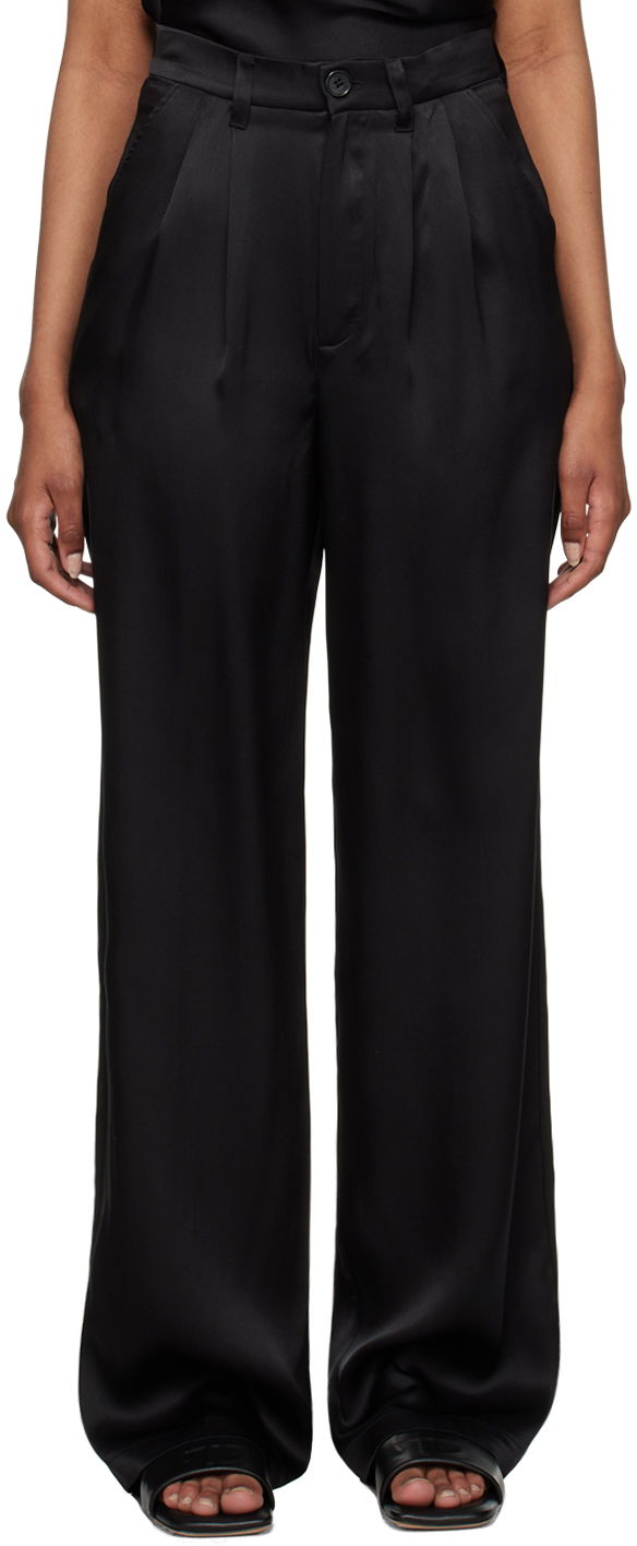 Byxor Anine Bing Carrie Satin Wide Leg Trousers Svart | A-03-3269-000B