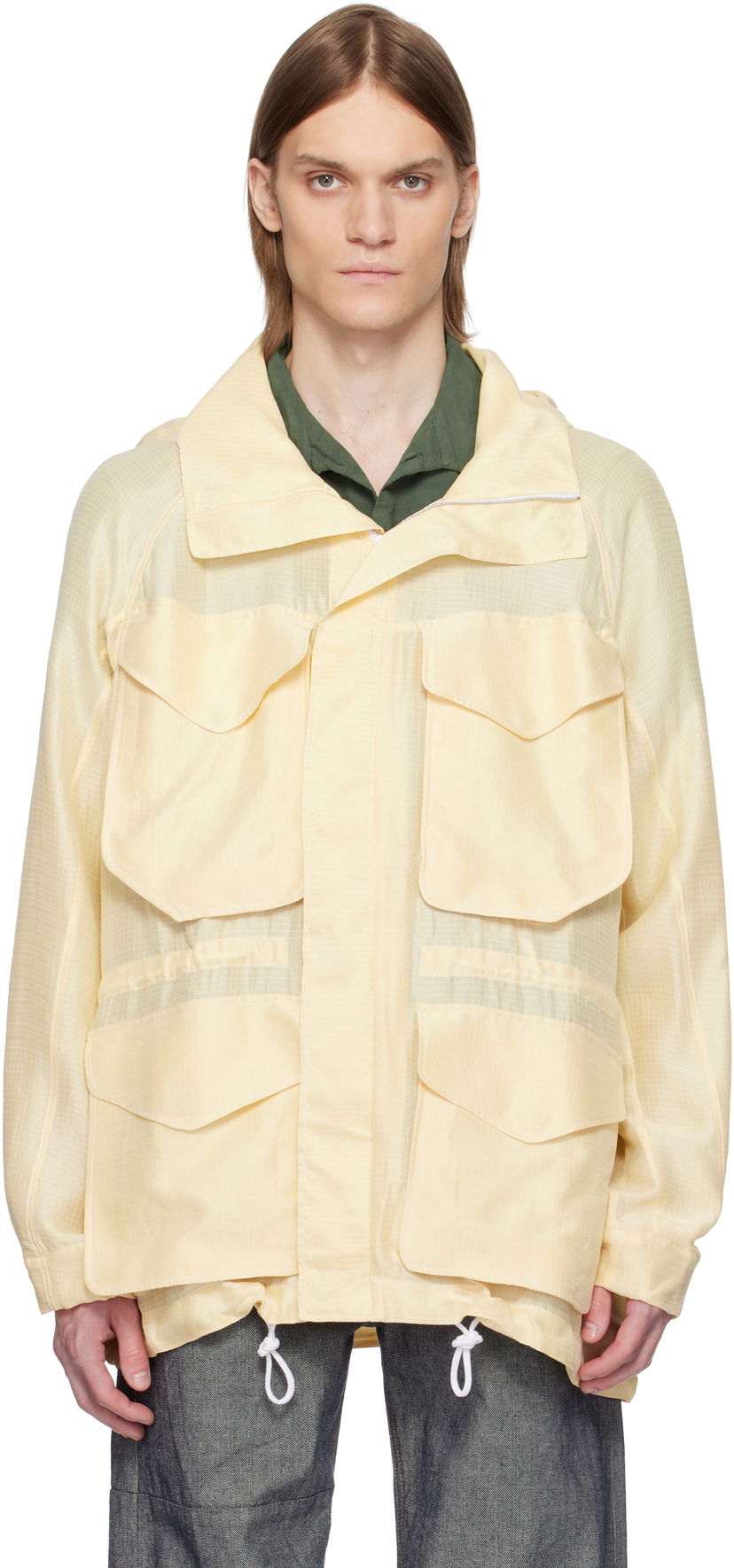 Vindjacka Ranra RANRA Explorer Silk Ripstop Long Hoodie Jacket Gul | AMSS25OW01516