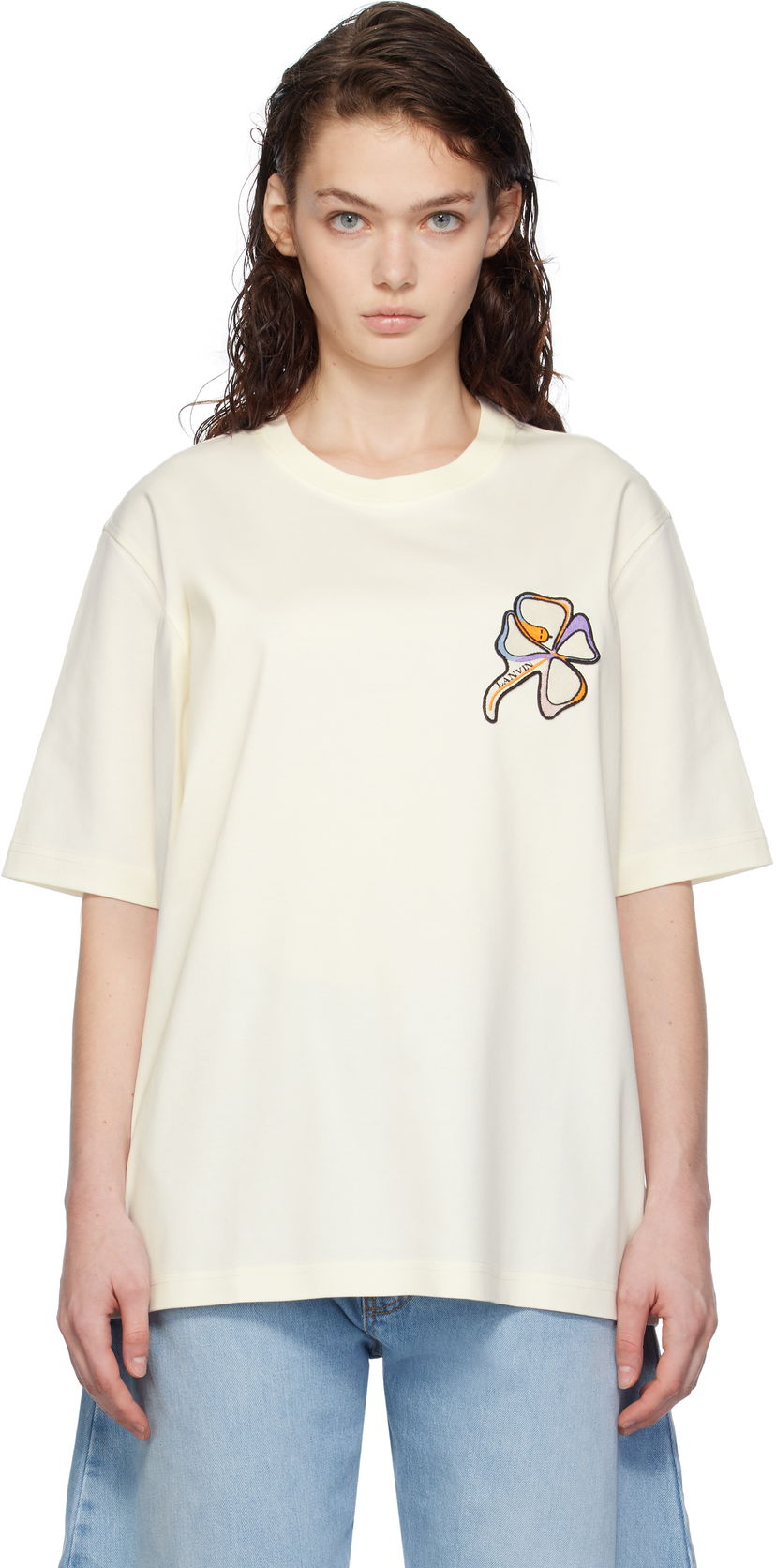 T-shirt LANVIN Clover Snake Patch T-shirt Vit | RU-TS0010-J156-H24