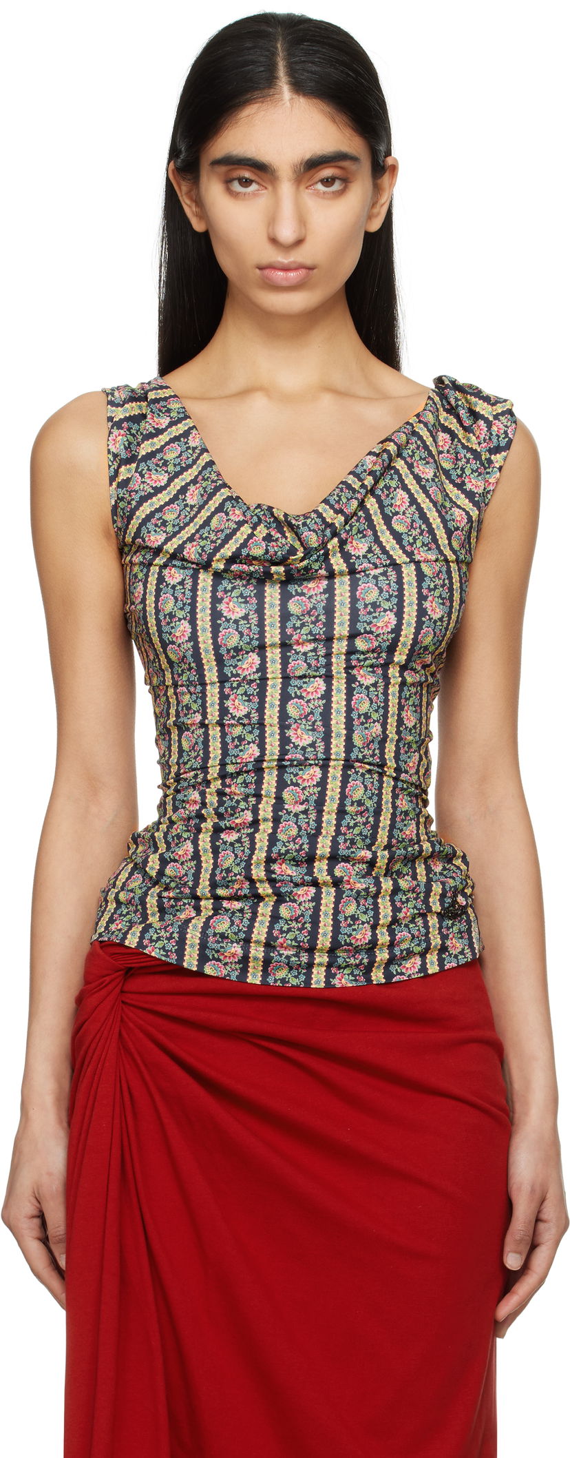 Linne Vivienne Westwood Vivienne Westwood Ginnie Floral Jersey Sleeveless Top Svart | 16030007-J008A-