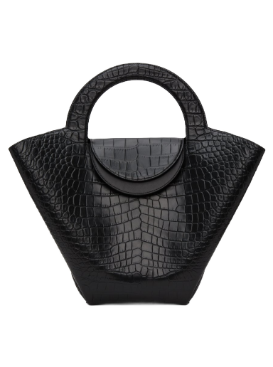 Tygpåse Bottega Veneta Croc Top Handle Tote Bag Svart | 658516 VA450