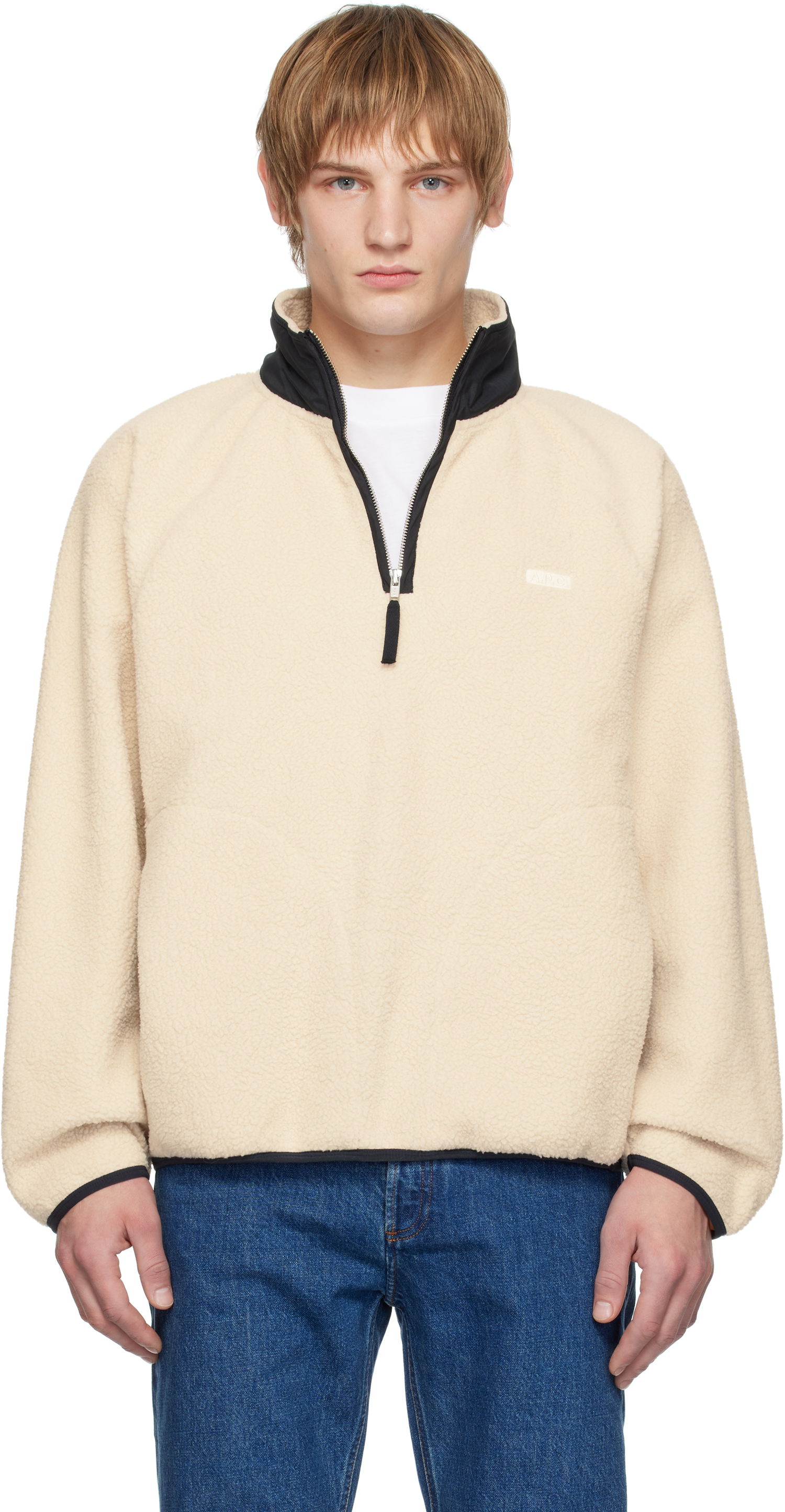 Sweatshirt A.P.C. Fleece Quarter-Zip Sweatshirt Beige | PSAIF-M27970, 0