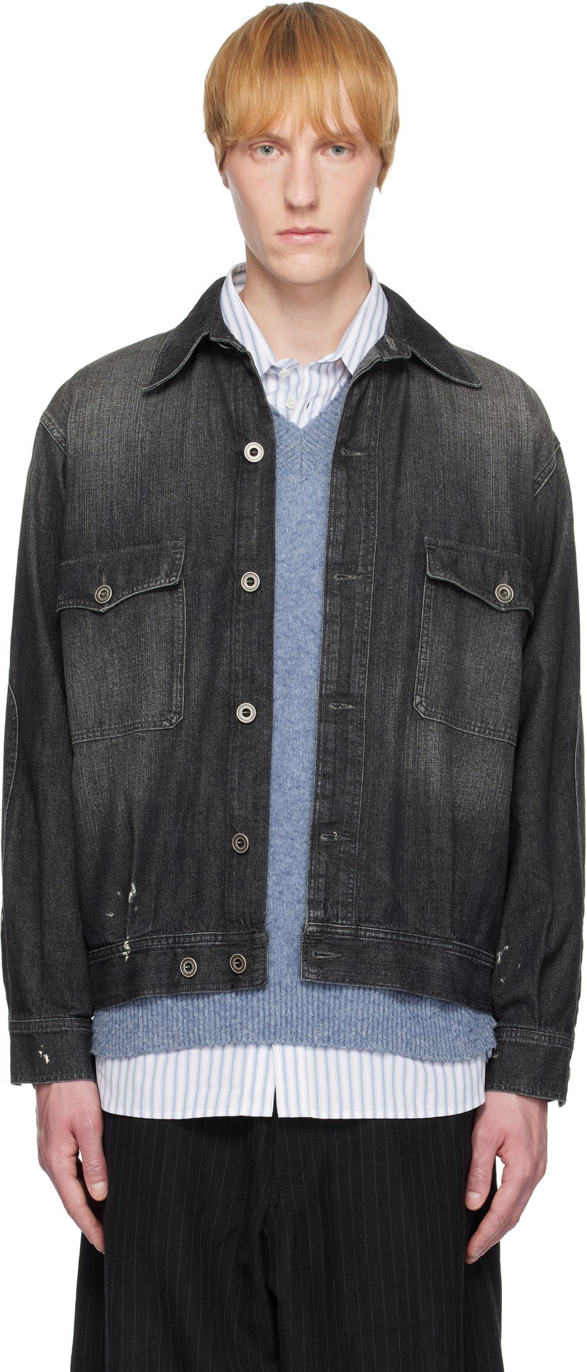Jacka Maison Margiela Maison Margiela Distressed Denim Jacket Svart | S50AM0649 M30025