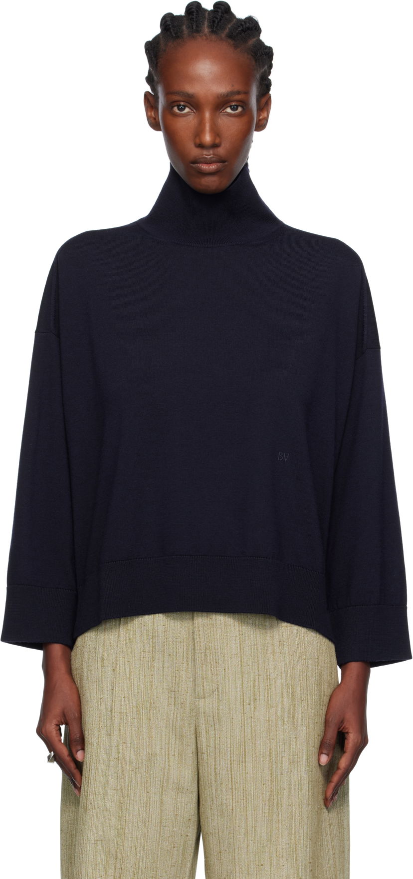 Sweater Bottega Veneta Bottega Veneta Classic Wool Turtleneck Mörkblå | 753815 V37J0