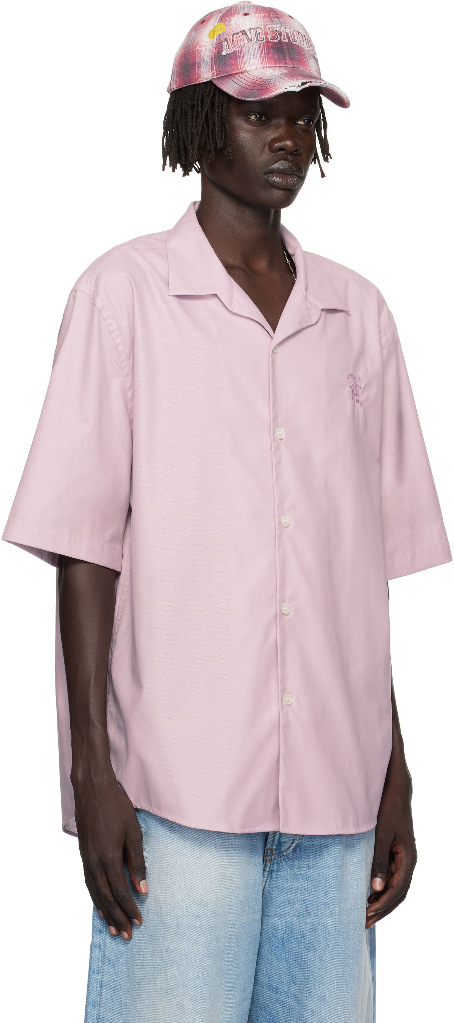 Skjorta Acne Studios Acne Studios Button-Up Camp Collar Shirt Rosa | BB0634-, 1