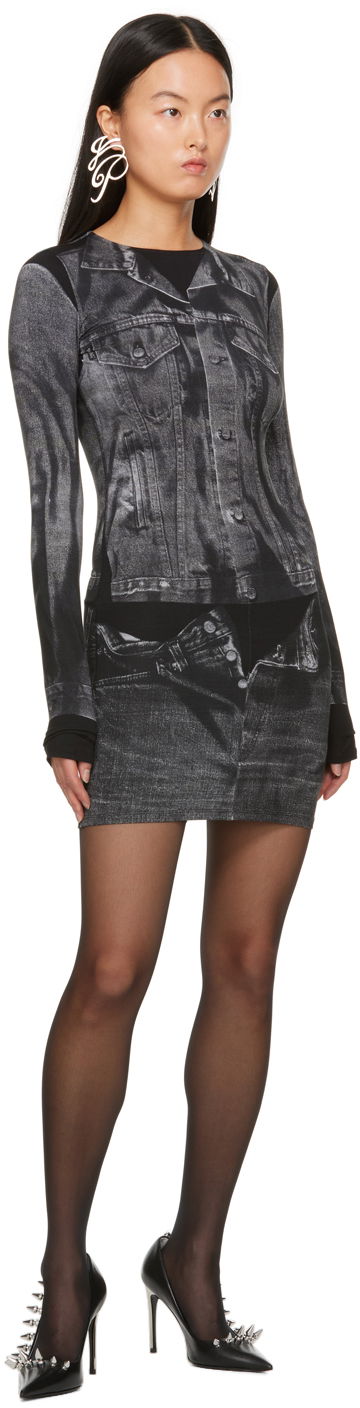 Klä Jean Paul Gaultier Jean Paul Gaultier Trompe L'œil Printed Minidress Svart | 23/15-F-RO076-J530-0002, 3
