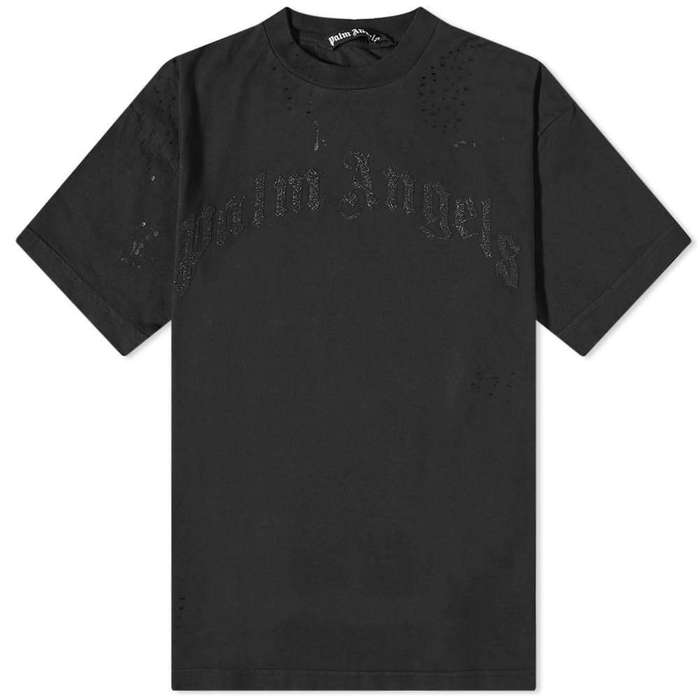 T-shirt Palm Angels Glittered Logo Tee Svart | PMAA072F22JER0051010, 0