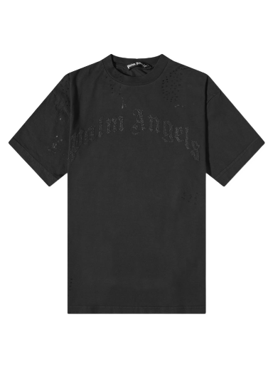 T-shirt Palm Angels Glittered Logo Tee Svart | PMAA072F22JER0051010