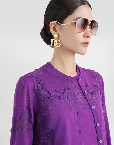 Sweater Dolce & Gabbana Dolce & Gabbana Wool Cardigan with Lace Purpur | FXV05TJDVCSF0571, 3